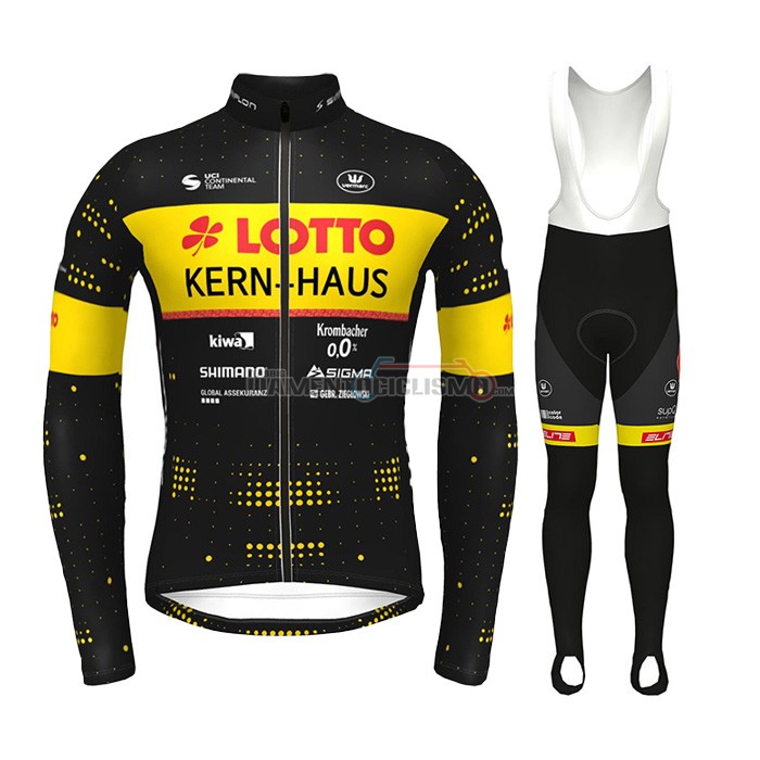 Abbigliamento Ciclismo Lotto-Kern Haus Manica Lunga 2022 Nero Giallo